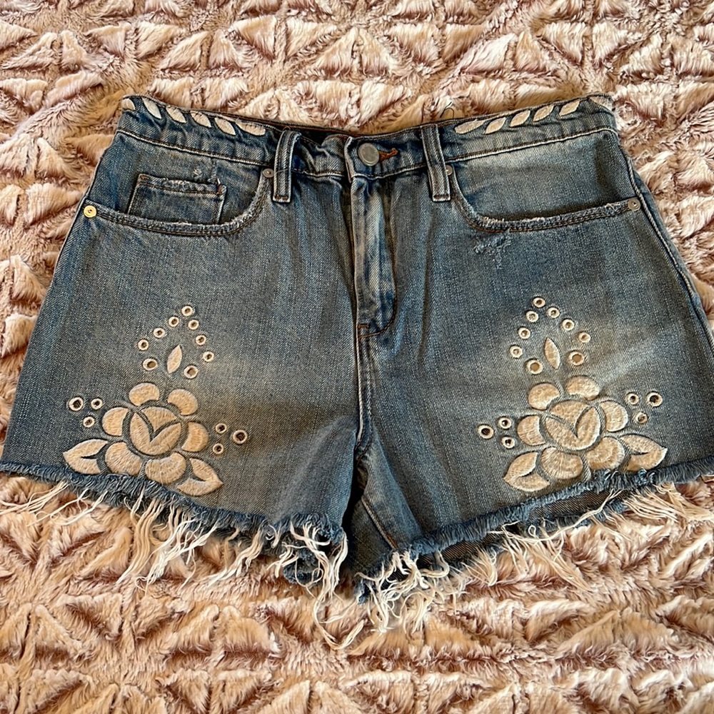 Blank NYC Embroidered Denim Shorts